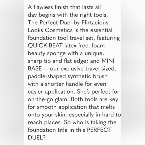 FLIRTACIOUS LOOKS COSMETICS The Perfect Duel Foundation Sponge Blender Brush Set - Picture 5 of 6
